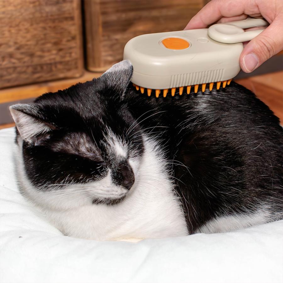 ペットサロントリマー監修】 ペットブラシ スチームブラシ マッサージ