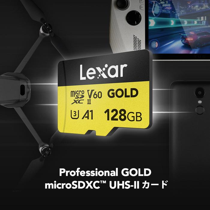 Lexar Professional Gold MicroSDXCカード 128GB UHS-II V60 C10 U3 A1 フルHD 4K UHD 最大280MB/s 国内正規品 10年メーカー保証 LMSGOLD128G-BNNNG｜fastonline｜02