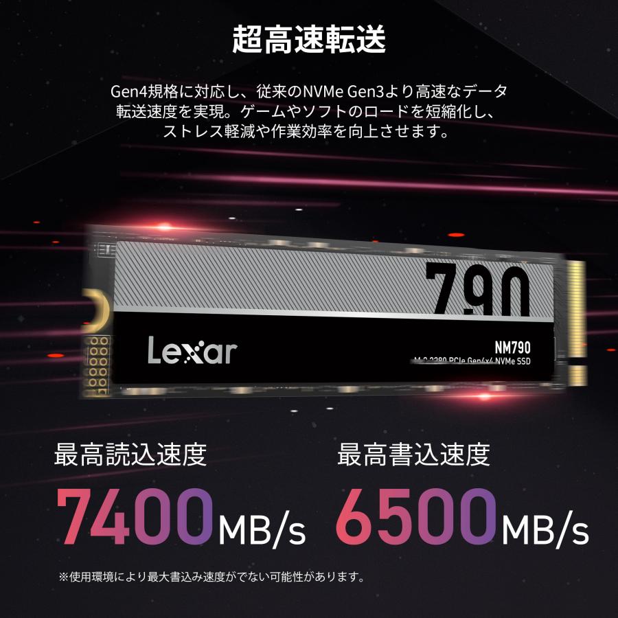 受賞Lexar M.2 SSD 2TB NVMe ssd 2280 PCIe Gen4×4 内蔵SSD PS5 ストレージ 増設 拡張 ゲーミングPC容量拡張 3D TLC NAND 5年保証 LNM790X002T-RNNNG 受賞Lexar M.2 SSD 2TB NVMe ssd 2280 PCIe Gen4×4 内蔵SSD PS5 ストレージ 増設 拡張 ゲーミングPC容量拡張 3D TLC NAND 5年保証 LNM790X002T-RNNNG