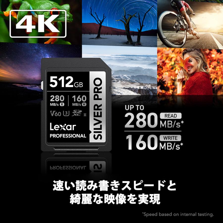 Lexar（レキサー） SDカード 512GB V60 4K Lexar Professional SILVER