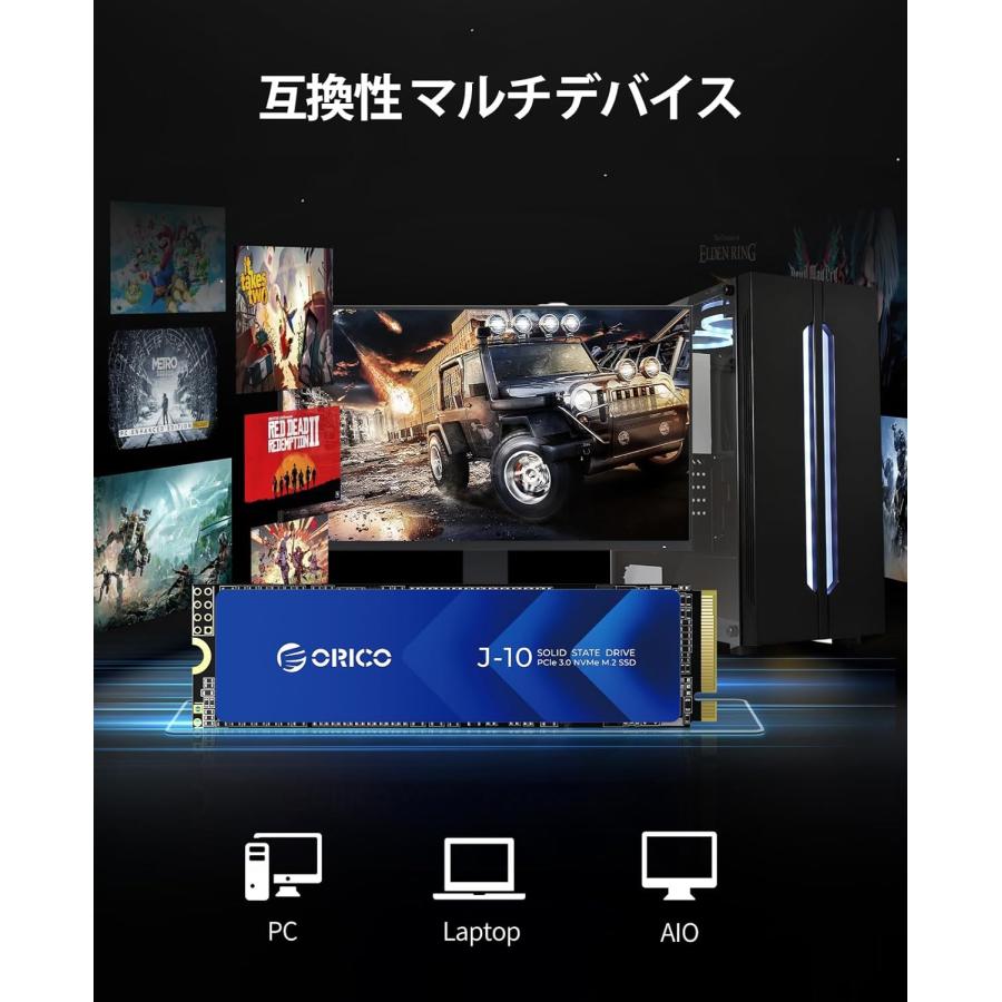 ◆ほぼ新品・ORICO 1TB.0 J-10 NVMe SSD+外付けケース ORICO J10 1TB M.2 NVMe SSD レビュー：コスパ良好でヒートシンクも