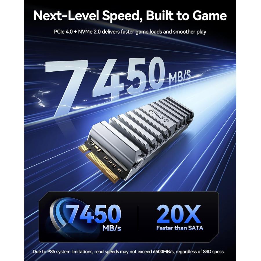 ORICO ORICO OS5 PS5 SSD 2TB m.2 2280 NVMe SSD PCIe4.0 ヒートシンク