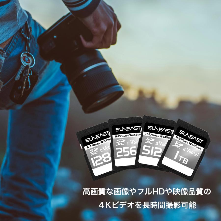 SUNEAST V60 UHS-II SDXCカード 128GB SDカード Class10 U3 UHD SUNEAST V60 UHS-II SDXCカード 128GB SDカード Class10 U3 UHD