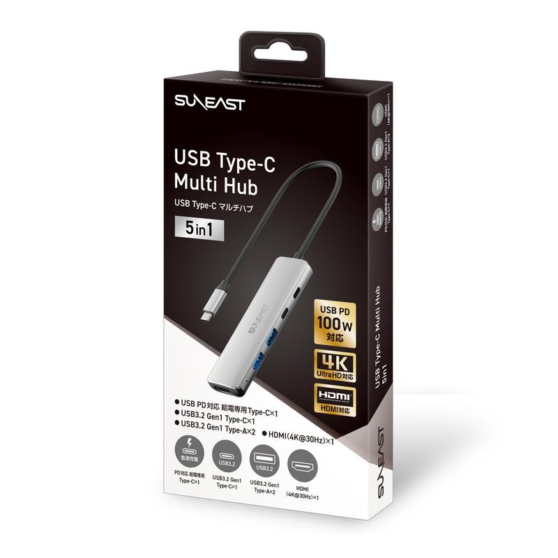 SUNEAST SUNEAST 5in1 USB Type-C マルチハブ 5-in-1 ハブ ( 電源C×1 C