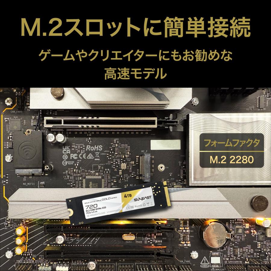 SUNEAST SUNEAST M.2 2280 SSD PCIe Gen4.0 ×4 NVMe SSD 1TB 内蔵SSD