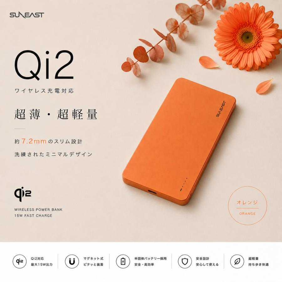SUNEAST 高安全 半固体 モバイルバッテリー タイプC 充電器 iphone Qi2