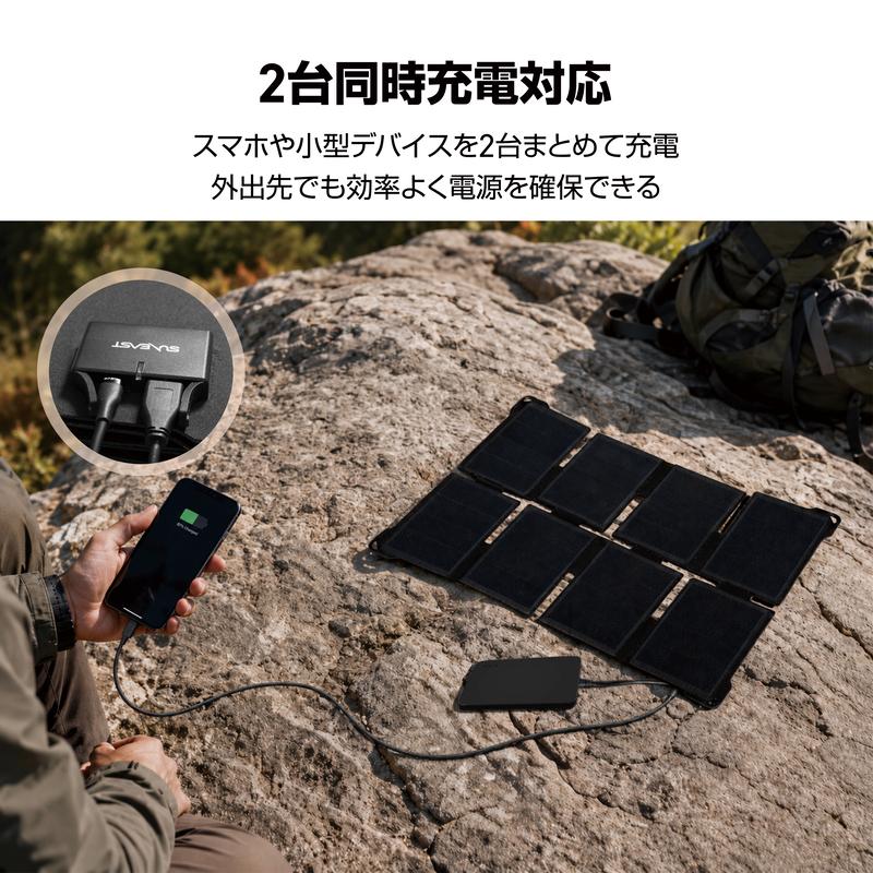 SUNEAST ポータブルソーラーパネル 20W 8F 折りたたみ式 ソーラー