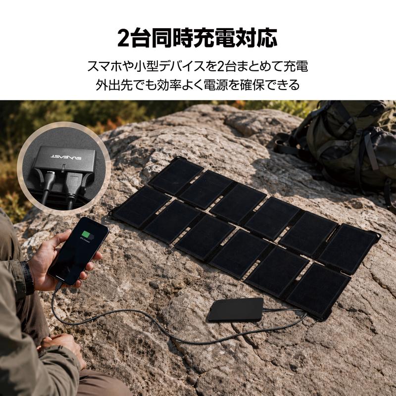 SUNEAST ポータブルソーラーパネル 30W 12F 折りたたみ式 ソーラー