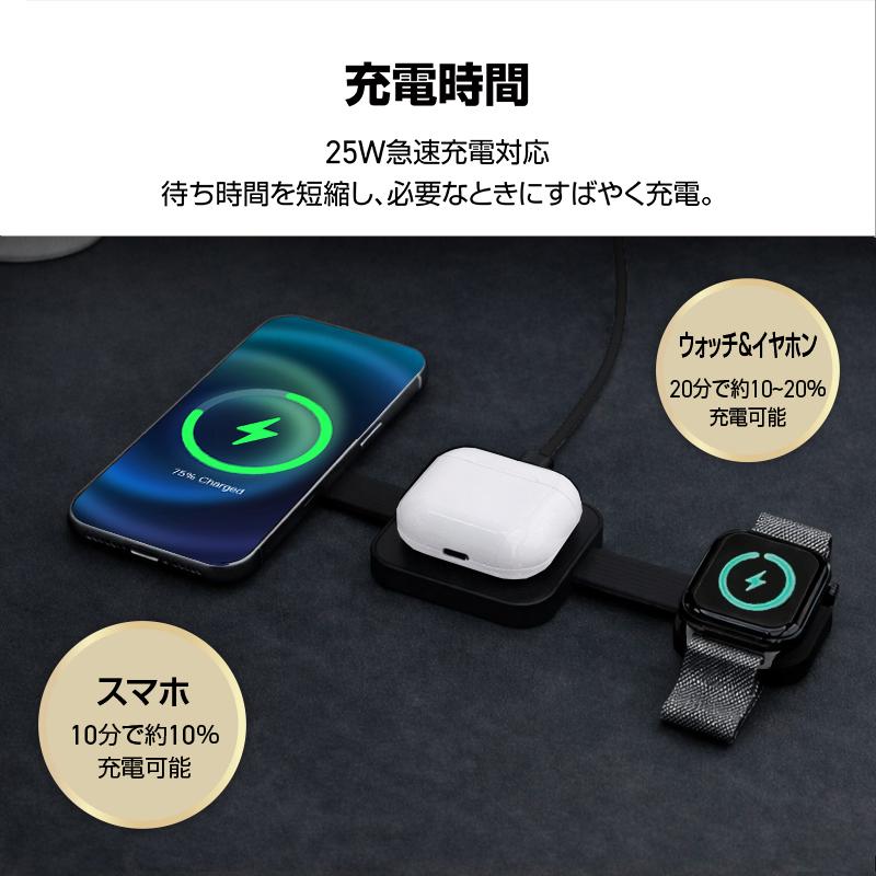 SUNEAST 3in1 充電器 ワイヤレス QI2急速 マグネット 折り畳み MagSafe
