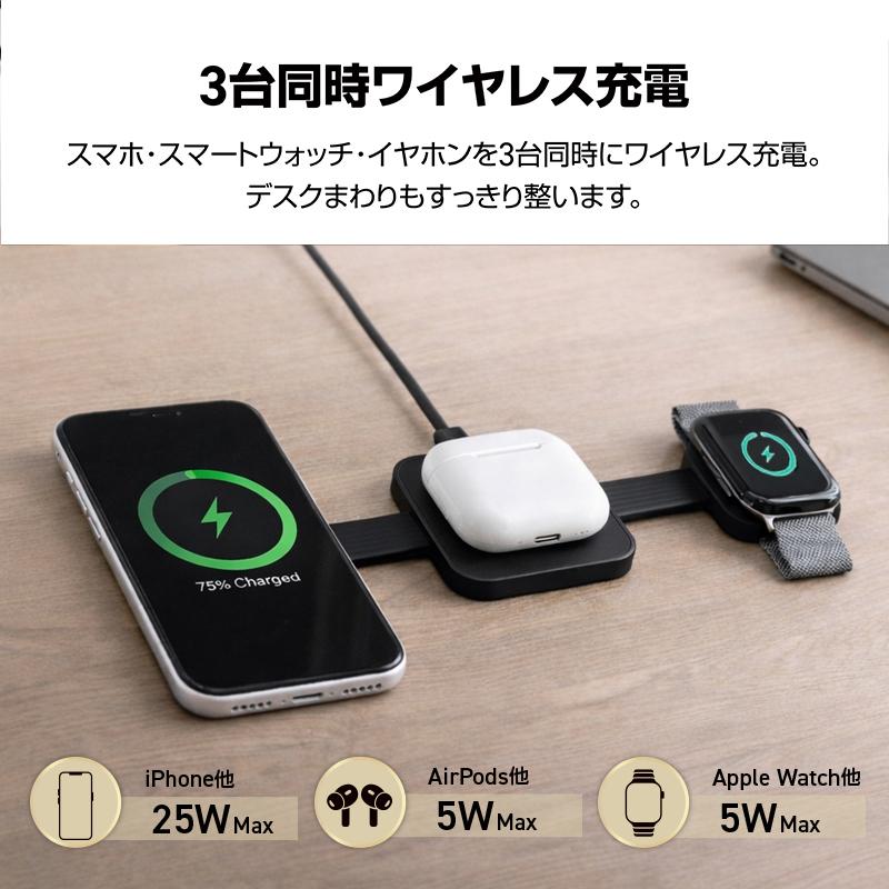 SUNEAST 3in1 充電器 ワイヤレス QI2急速 マグネット 折り畳み MagSafe