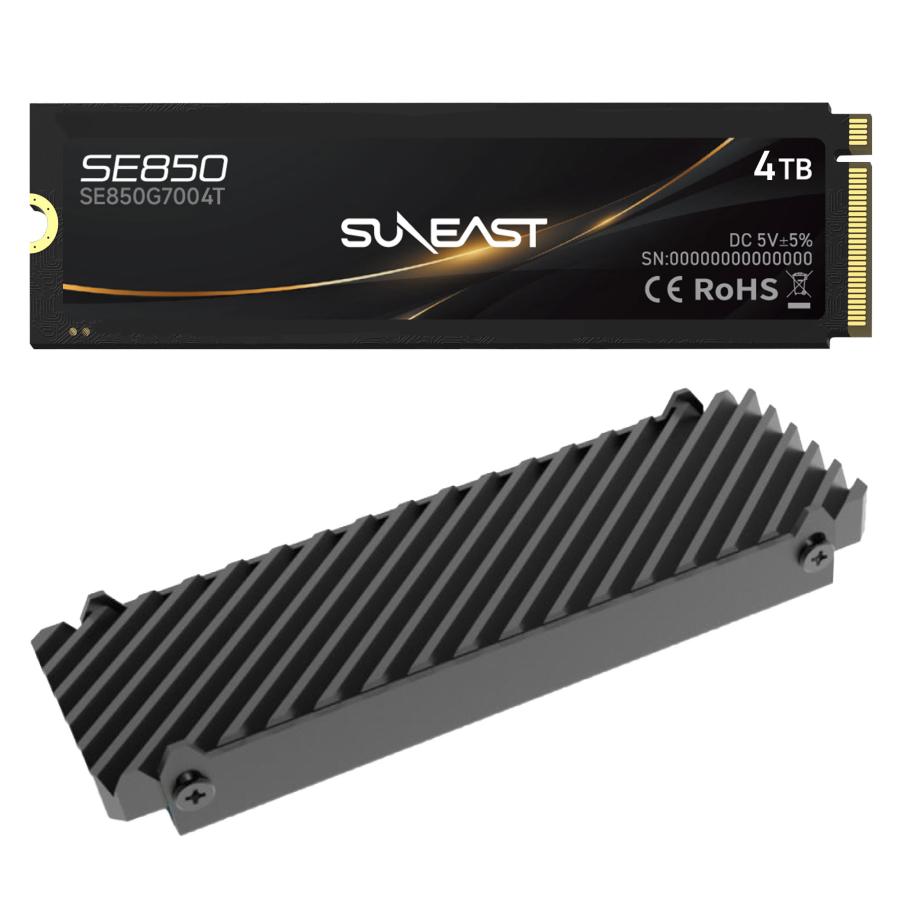 SUNEAST 4TB M.2 2280 SSD NVMe PCIe Gen4×4 ヒートシンク付き PS5確認済み 内蔵 SSD 3D TLC 最大読込: 7,000MB/s 最大書き：6,500MB/s SE850G7004T｜fastonline｜03