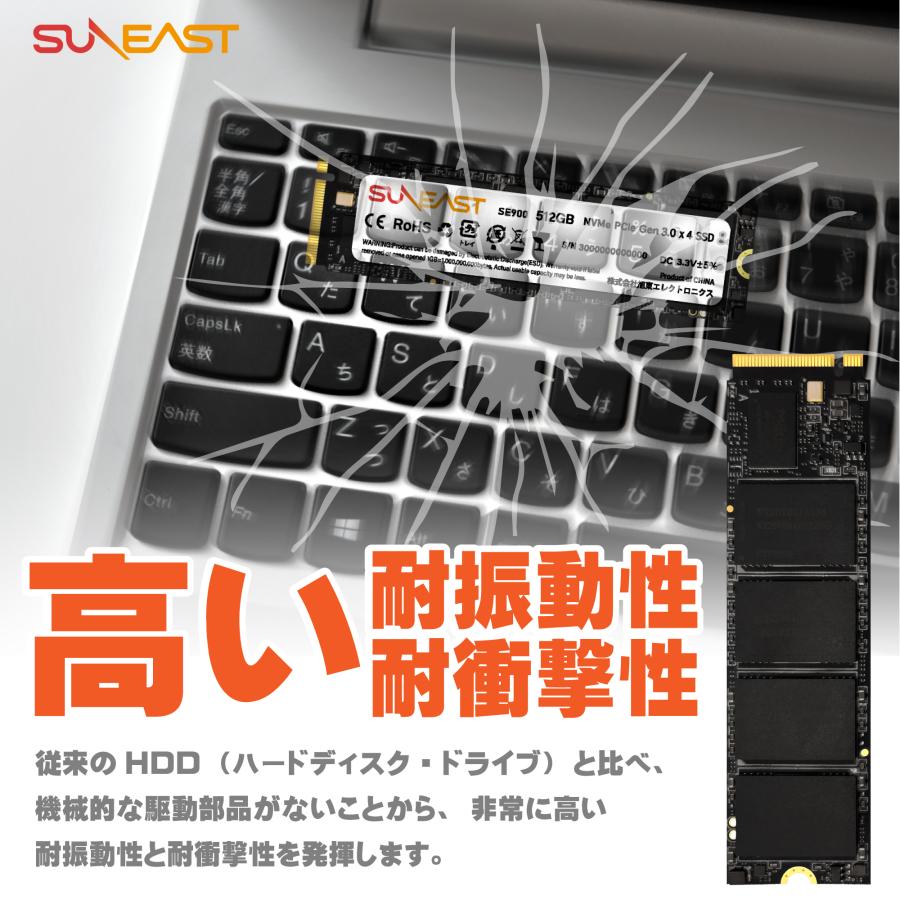 SUNEAST 2TB SSD NVMe PCIe Gen3 x 4 3D NAND M.2 Type2280 R：3,400MB/s、W：3,100MB/s 内蔵型SSD 国内3年保証 SE900NVG3-2TB｜fastonline｜04