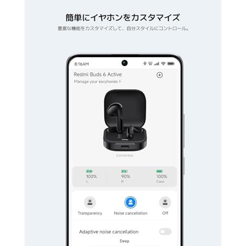 シャオミ(Xiaomi) ワイヤレスイヤホン Redmi Buds 6 Active AI 通話時ノイズリダクション Bluetooth 5.3 低 |  | 05