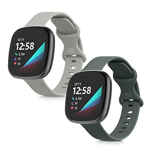 2x ベルト 対応: Fitbit Versa 3 / Sense バンド - シリコンバンド ソフト TPU 耐久性 グレー/深緑色｜fatefloria｜08