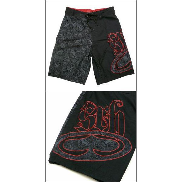 新作 SRH ブラックxレッド サーフパンツ エスアールエイチ