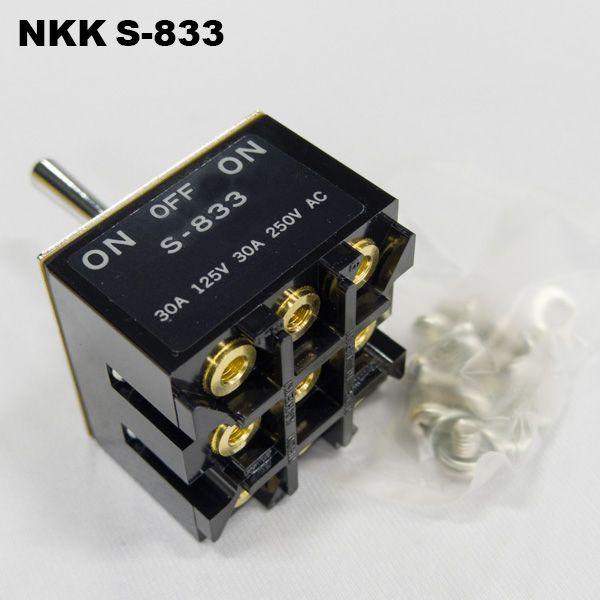 NKKスイッチズ S-833（30A） 12.5Dia トグルスイッチ 3極ON-OFF