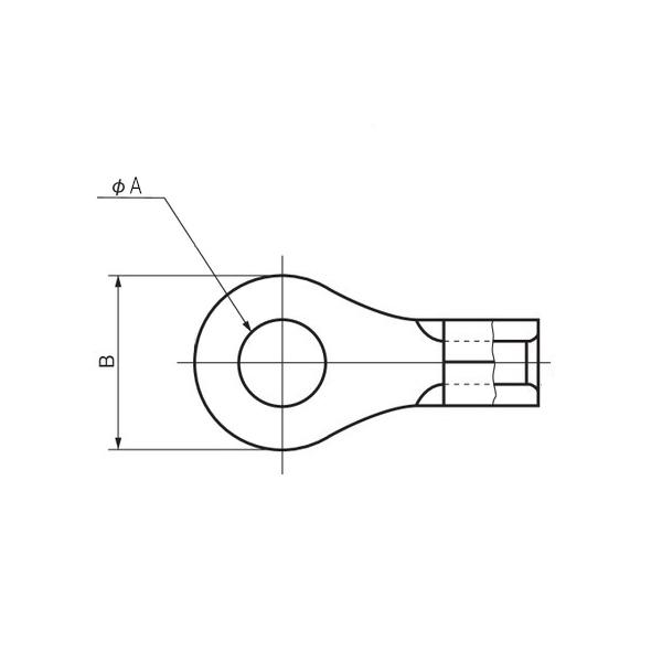 ニチフ R 14-6S 銅線用 裸圧着端子 （R形）丸形 6S サイズ φA：6.4mm B