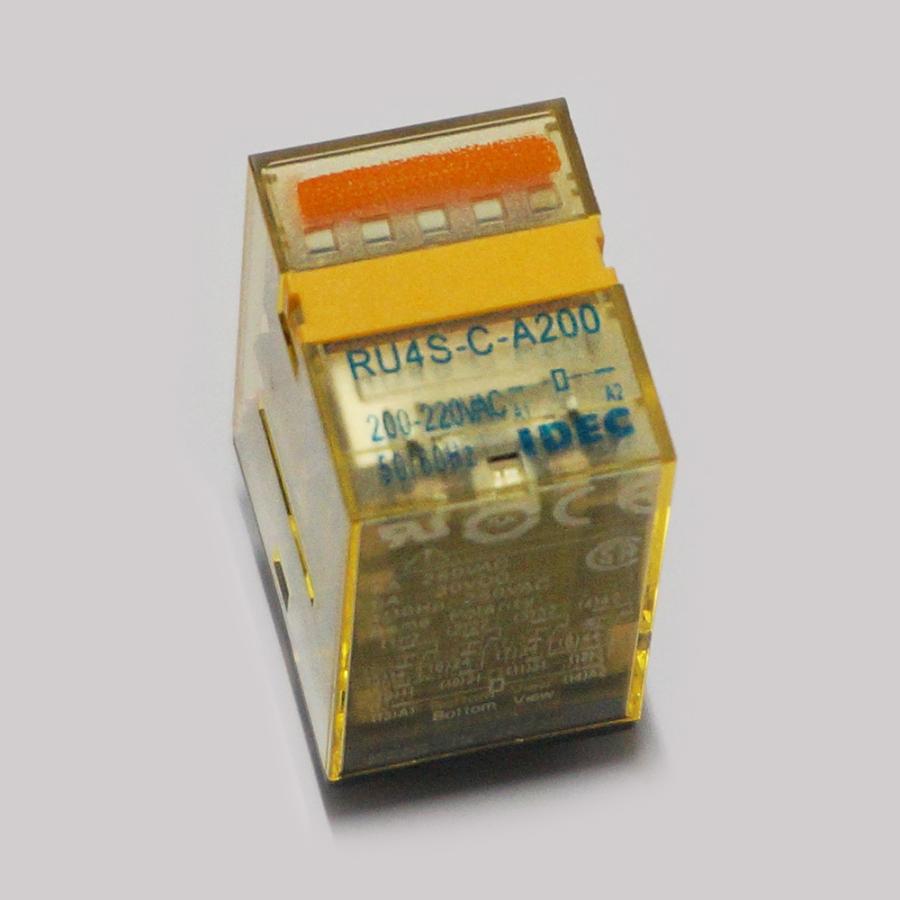 IDEC　RU4S-C-A200　ユニバーサルリレー　ソルダ端子　ラッチングレバー無　標準形（動作表示LED有）　AC200-220V　接点構成4c | 