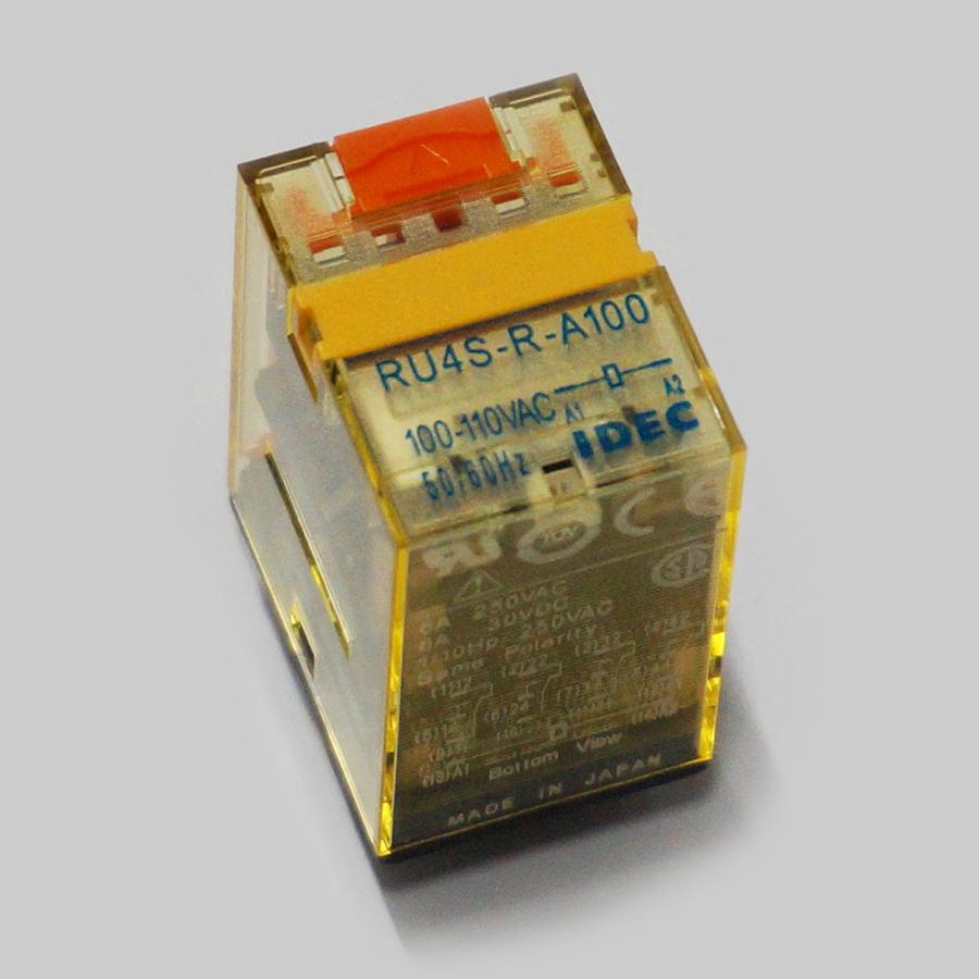 IDEC　RU4S-R-A100　ユニバーサルリレー　ソルダ端子　ラッチングレバー無　動作表示LED有　AC100-110V | 