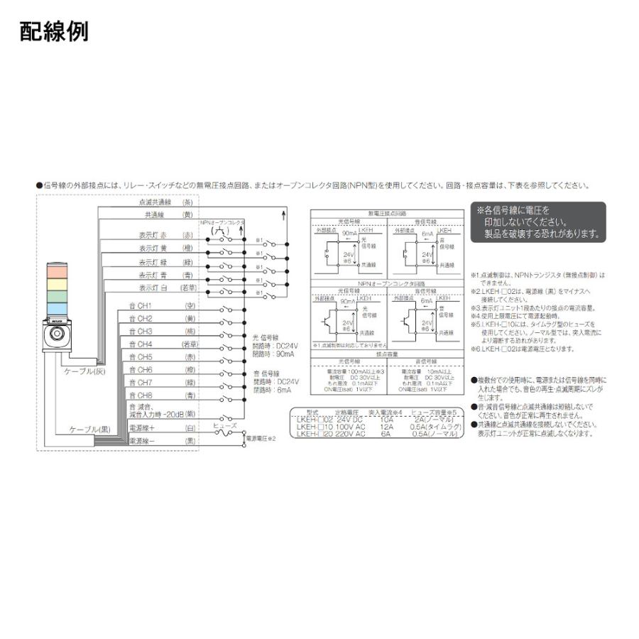 パトライト LKEH-102FV-R 積層信号灯一体型 音声合成報知器 φ100mm
