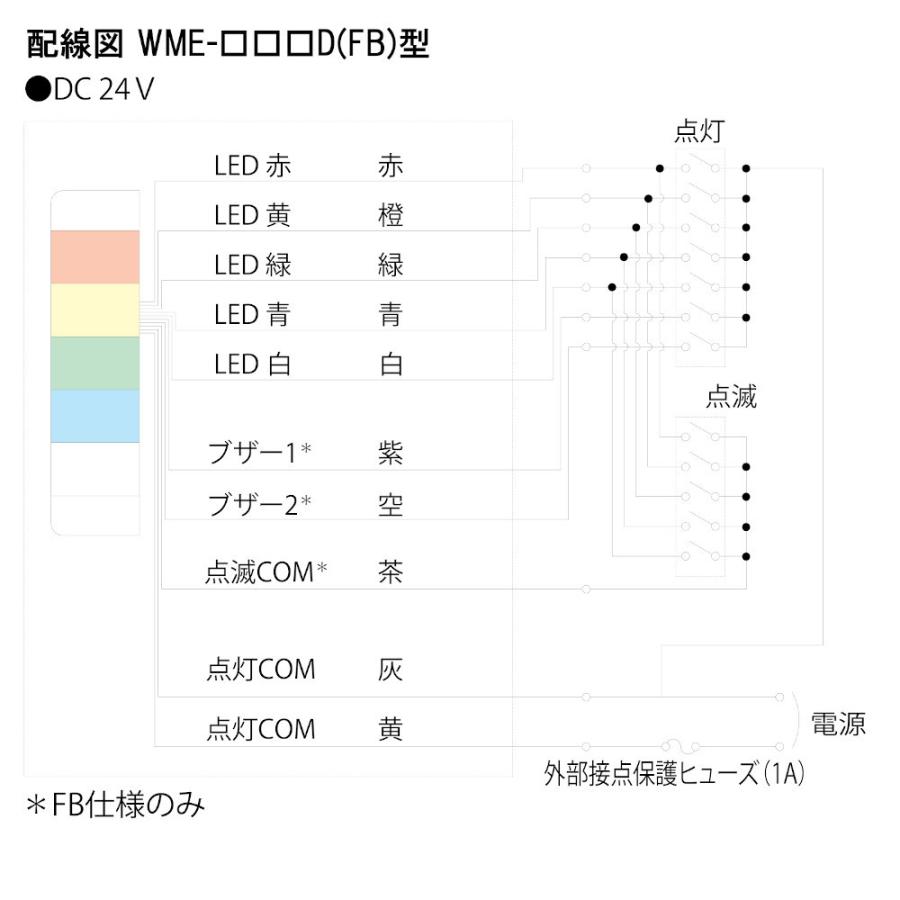 パトライト WME-302D-RYG LED壁面取付け積層信号灯 DC24V 3段式 赤・黄