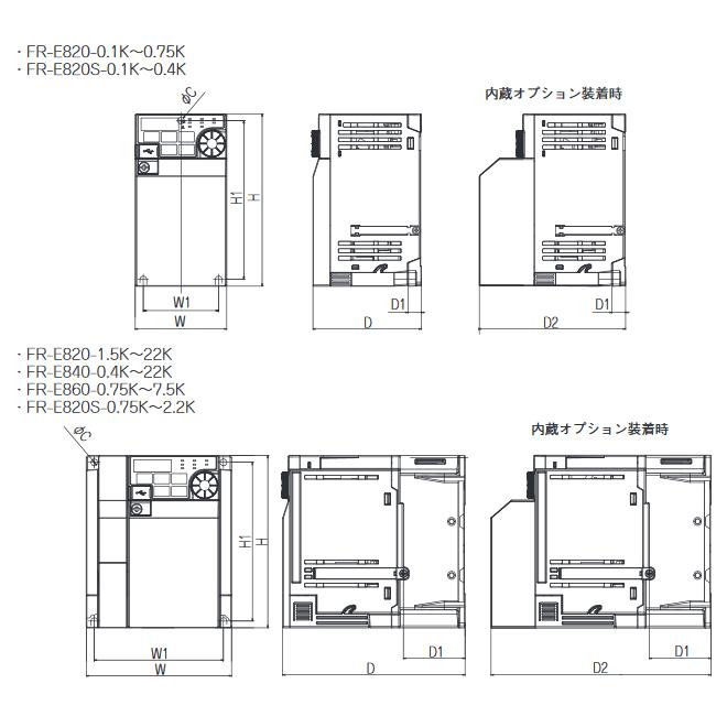 三菱電機 FR-E820-7.5K-1 インバータ 三相200V 7.5kW FREQROL-E800