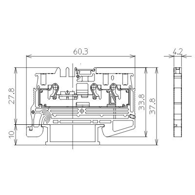 東洋技研　VTX-2/3（1コ）スプリングロック式端子台（24A）　1：2結線　端子間ピッチ4.2mm |  | 01