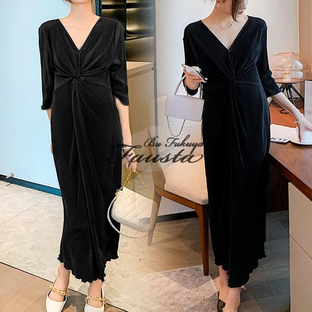 Off 授乳服 安い 秋冬 マタニティ ワンピース リブ ストレッチ マタニティドレス ミモレ丈 黒 冠婚葬祭 結婚式 タイト 産前産後 M079 Materialworldblog Com