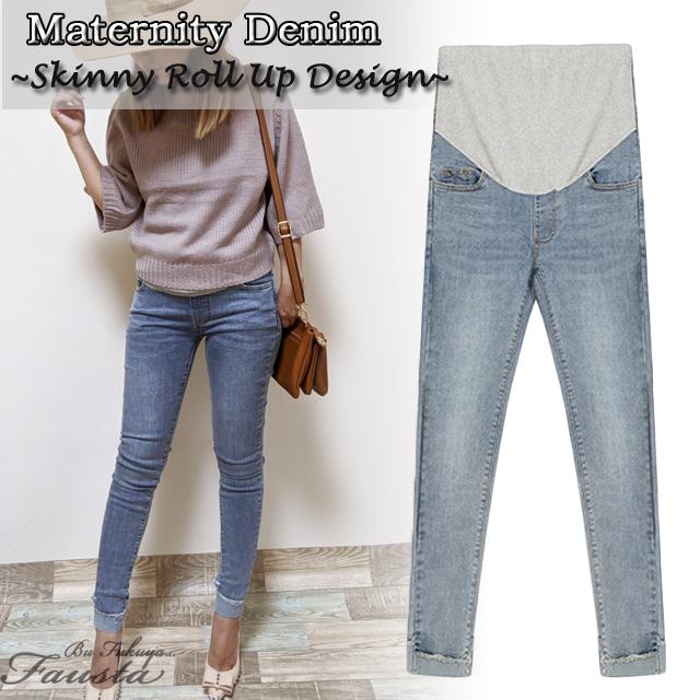 マタニティパンツ デニム マタニティデニム スキニー ロールアップ ジーンズ マタニティーウェア 産前産後 M144 M144 Fausta Belinda 通販 Yahoo ショッピング