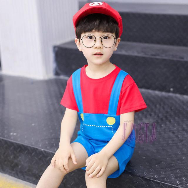 マリオ コスプレ 夏 子供 マリオ服 キッズコスプレ 上下セットアップ 男の子 90 100 110 120 130 コスチューム ユニバ R018-10｜fausta-belinda｜03