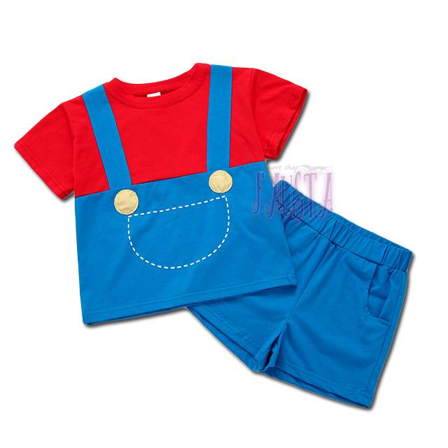 マリオ コスプレ 夏 子供 マリオ服 キッズコスプレ 上下セットアップ