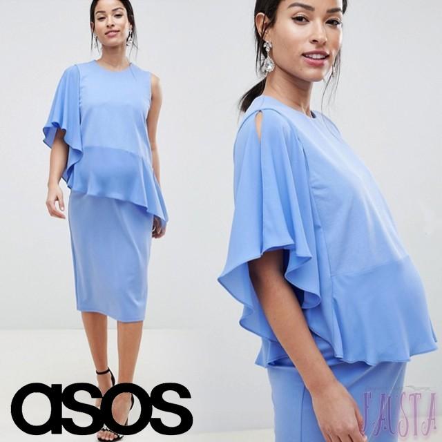 エイソス マタニティ asos 授乳服 ドレス お宮参り フォーマル 結婚式 ワンショルダー ブルー 産前産後 AM001 | asos
