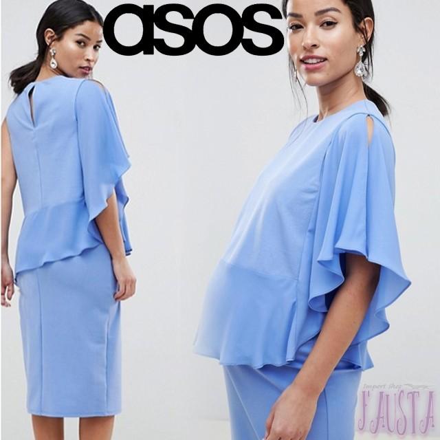 エイソス マタニティ asos 授乳服 ドレス お宮参り フォーマル 結婚式 ワンショルダー ブルー 産前産後 AM001 | asos | 02