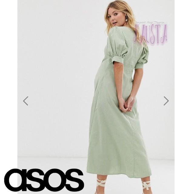 エイソス マタニティ ワンピース 春 夏 asos フロントボタン ツイストデザイン マキシ丈 ロング モスグリーン AM003 | asos | 02