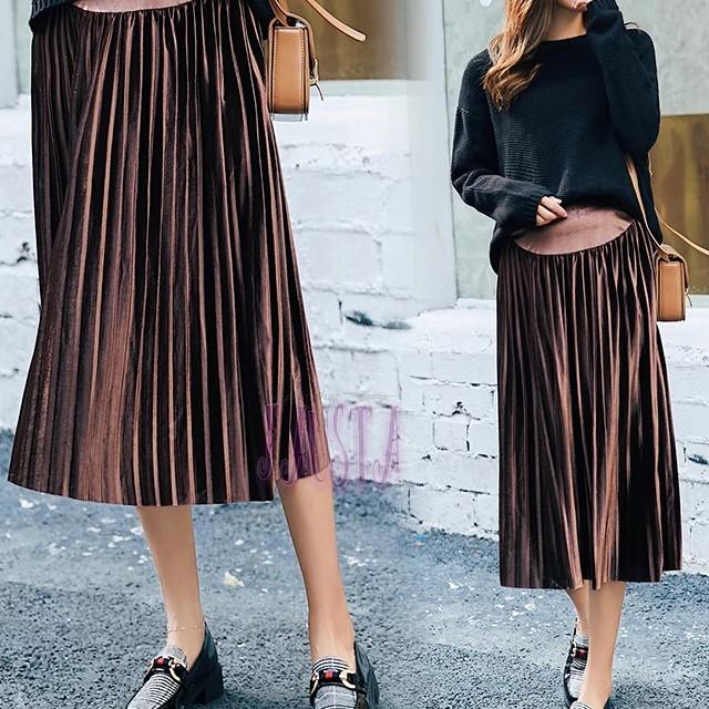 マタニティスカート ベルベッド プリーツ 黒 オフィス 安い 大きいサイズ 事務 冬 妊婦服 コーデュロイ 産前産後 M094 |  | 06