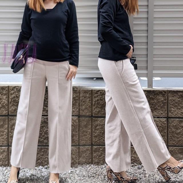 マタニティ パンツ 通勤 スラックス タックセンターライン 冠婚葬祭 マタニティ 服 産前産後 オフィス 無地 妊婦服 ワイドパンツ M123 |  | 05