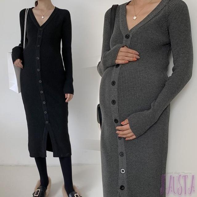 授乳服 安い 冬 マタニティ 服 マタニティ ワンピース ミモレ丈 フロントボタン 産前産後 妊婦服 FAUSTA M130 |  | 03