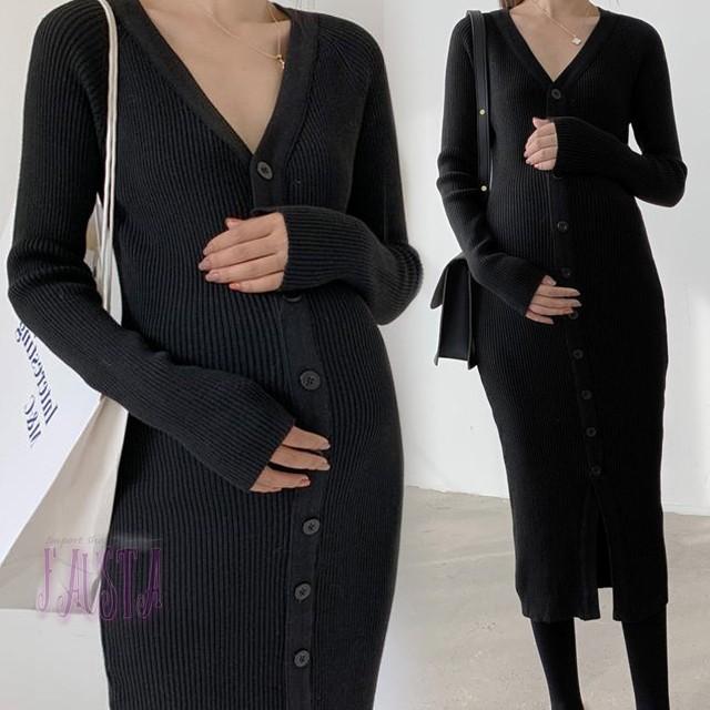 授乳服 安い 冬 マタニティ 服 マタニティ ワンピース ミモレ丈 フロントボタン 産前産後 妊婦服 FAUSTA M130 |  | 04