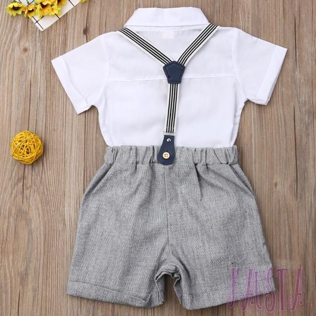 ベビースーツ ベビー服 80 男の子 フォーマルスーツ 半袖 2点セット ロンパース＆サスペンダー 赤ちゃん R007 |  | 02