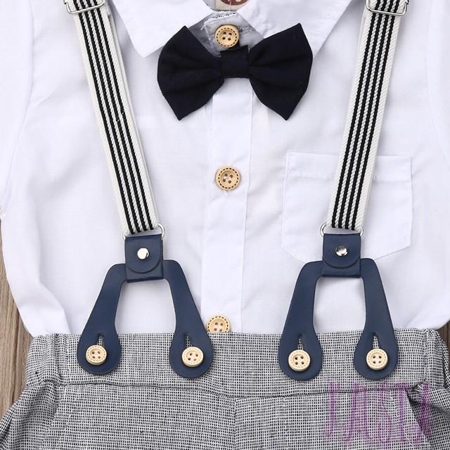 ベビースーツ ベビー服 80 男の子 フォーマルスーツ 半袖 2点セット ロンパース＆サスペンダー 赤ちゃん R007 |  | 03