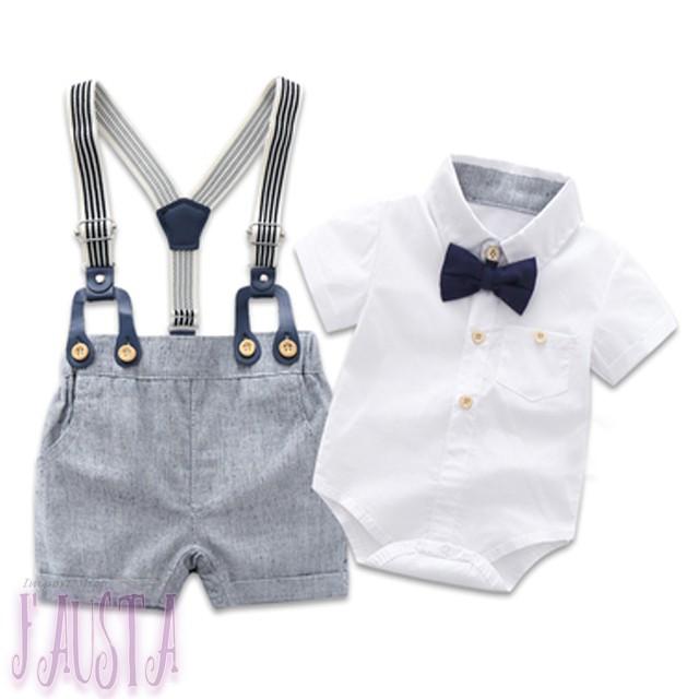 ベビースーツ ベビー服 80 男の子 フォーマルスーツ 半袖 2点セット ロンパース＆サスペンダー 赤ちゃん R007 |  | 04