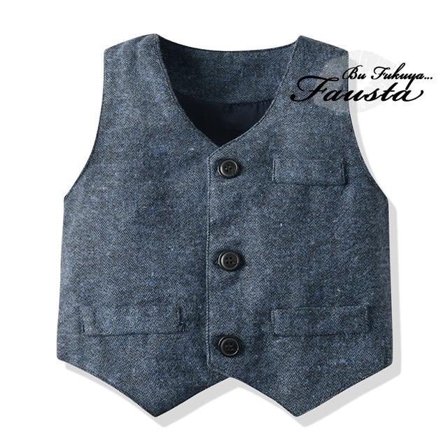 フォーマル 男の子 スーツ 1歳 2歳 秋冬 チェック柄 長袖 卒園式 入園式 80 90 100 ベビー服 3点セット ベスト付き ブルー R009 |  | 06