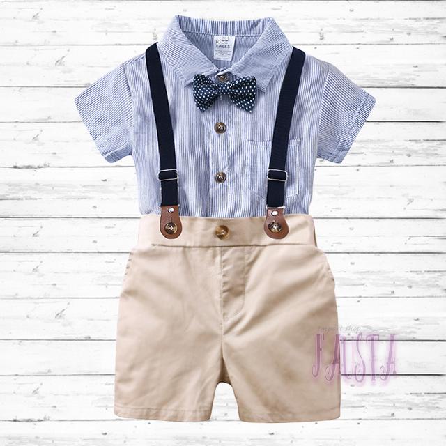 ベビースーツ ベビー服 80 90 男の子 フォーマルスーツ 半袖 2点セット ロンパース＆サスペンダー 赤ちゃん R040 |  | 03