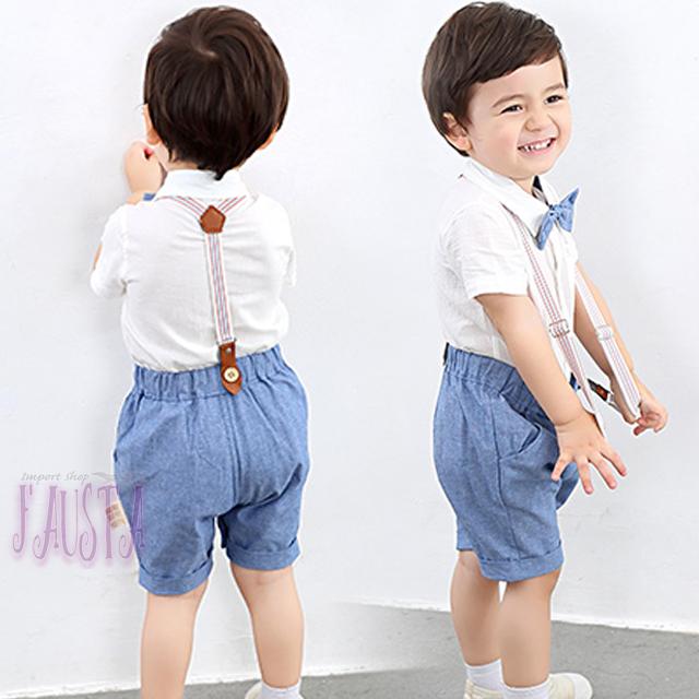 ベビースーツ ベビー服 80 90 男の子 フォーマルスーツ 半袖 2点セット ロンパース＆サスペンダー 赤ちゃん R047 |  | 02