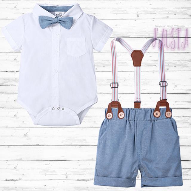 ベビースーツ ベビー服 80 90 男の子 フォーマルスーツ 半袖 2点セット ロンパース＆サスペンダー 赤ちゃん R047 |  | 03