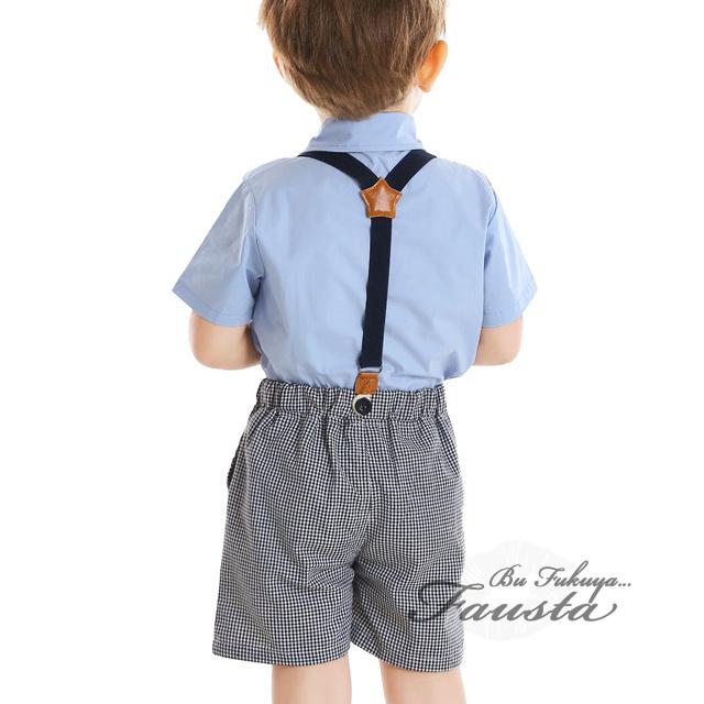 ベビー服 男の子 フォーマル 春 夏 半袖 フォーマルスーツ サスペンダー付き バースデー お食い初め R064 |  | 02
