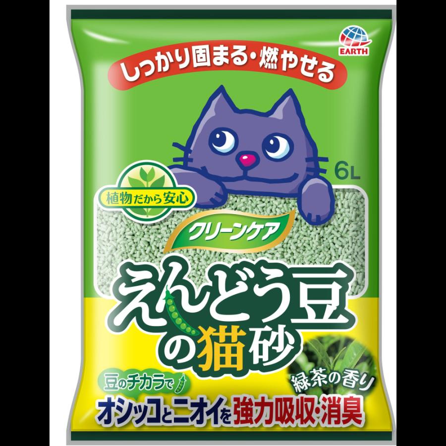 クリーンケアえんどう豆の猫砂 緑茶の香り6L 猫砂 強力消臭 経済的 植物素材 [trmt] | 