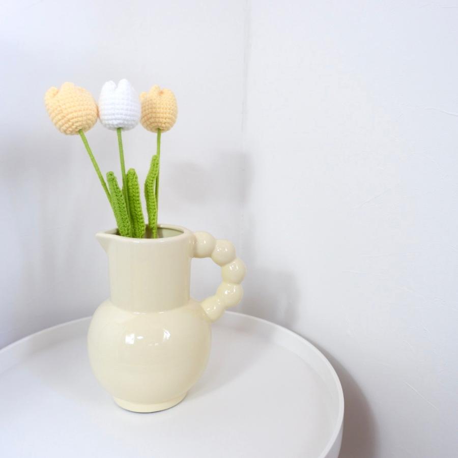 ミルクポットフラワーベース 花瓶 セラミック 陶器 取っ手付き