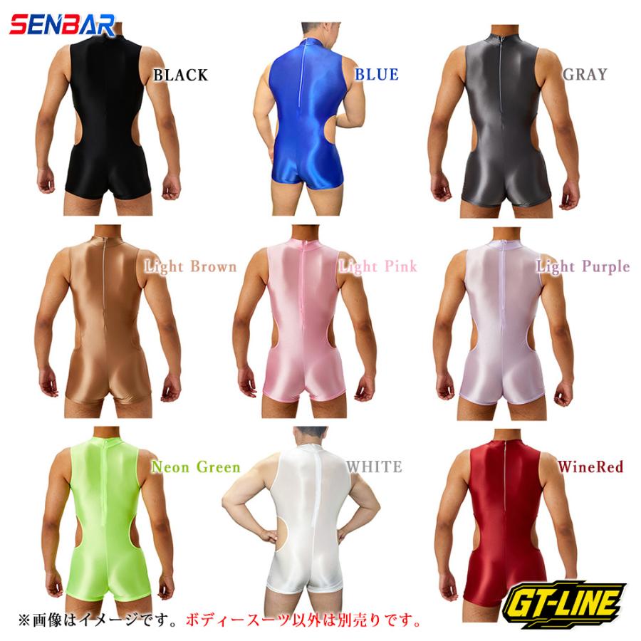 ビキニ オイルシャイニー ボディスーツ メンズ ノースリーブ サイド