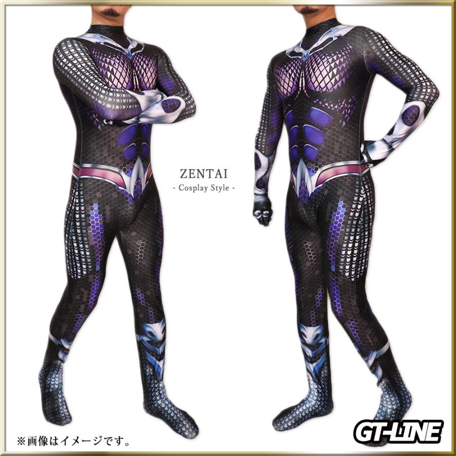 Zentai パープル ファスナー付き 全身タイツ 紫 ボディースーツ